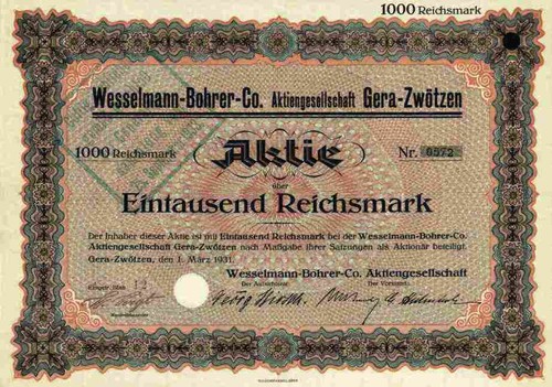 Wesselmann bohrer ag - wesselmann, 1931