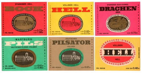 Ddr bieretiketten eisenach - ddr, 6