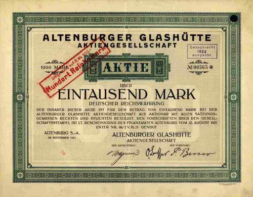 Altenburger glashütte 1921 - glashütte,