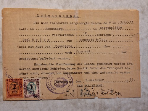 Leichenpaß sonneberg - leichenpaß,