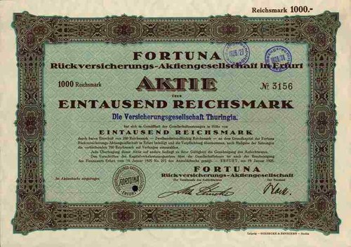 Fortuna rückversicherung 1925 - rückversicherung,